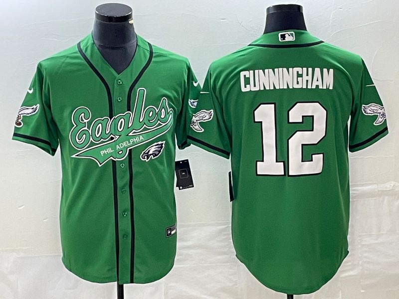Men Philadelphia Eagles #12 Cunningham Green Co Branding Game NFL Jersey style 2->philadelphia eagles->NFL Jersey